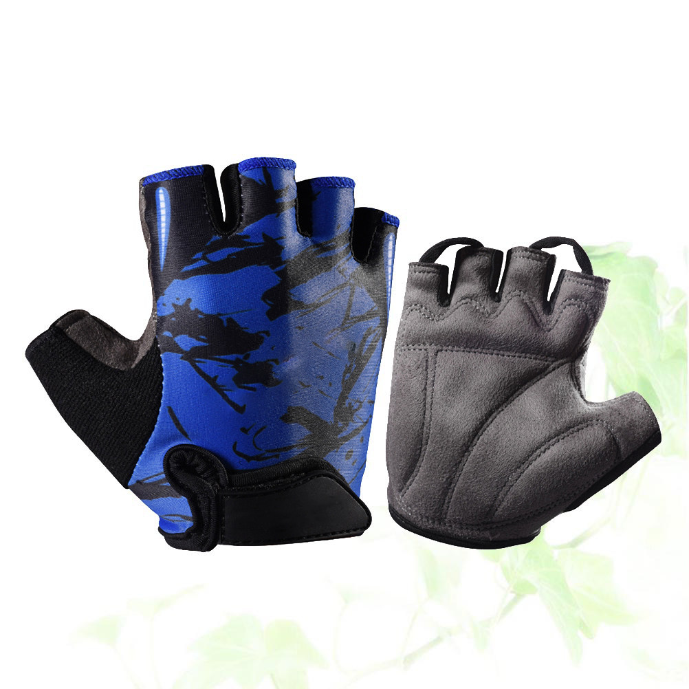 Fishing Gloves - Outdoor-Sport-Halbfingerhandschuhe, stoßfest, blau, Totem-Design, Größe L,